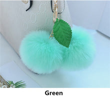 Faux Rabbit Fur Ball Pompom Cherry Keychain Fluffy Pompon Key Chain Pom Pom Toy Keyring Bag Charms Car Trinket - Sellweyy