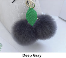 Faux Rabbit Fur Ball Pompom Cherry Keychain Fluffy Pompon Key Chain Pom Pom Toy Keyring Bag Charms Car Trinket - Sellweyy