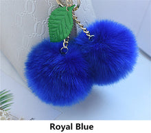 Faux Rabbit Fur Ball Pompom Cherry Keychain Fluffy Pompon Key Chain Pom Pom Toy Keyring Bag Charms Car Trinket - Sellweyy