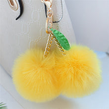 Faux Rabbit Fur Ball Pompom Cherry Keychain Fluffy Pompon Key Chain Pom Pom Toy Keyring Bag Charms Car Trinket - Sellweyy