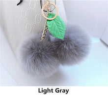 Faux Rabbit Fur Ball Pompom Cherry Keychain Fluffy Pompon Key Chain Pom Pom Toy Keyring Bag Charms Car Trinket - Sellweyy