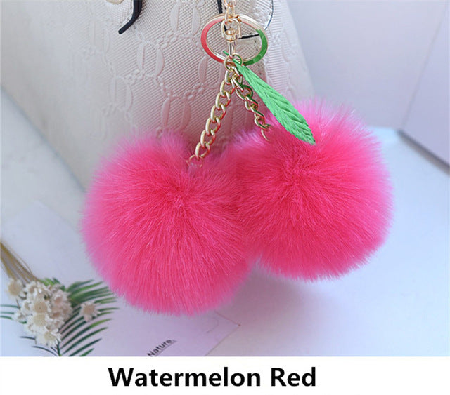 pom pom keychain bulk Soft Faux Rabbit Fur Ball Car Keyring Pompom