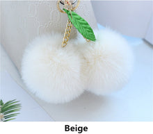 Faux Rabbit Fur Ball Pompom Cherry Keychain Fluffy Pompon Key Chain Pom Pom Toy Keyring Bag Charms Car Trinket - Sellweyy