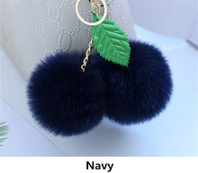 Faux Rabbit Fur Ball Pompom Cherry Keychain Fluffy Pompon Key Chain Pom Pom Toy Keyring Bag Charms Car Trinket - Sellweyy