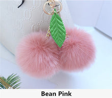 Faux Rabbit Fur Ball Pompom Cherry Keychain Fluffy Pompon Key Chain Pom Pom Toy Keyring Bag Charms Car Trinket - Sellweyy