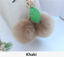 Faux Rabbit Fur Ball Pompom Cherry Keychain Fluffy Pompon Key Chain Pom Pom Toy Keyring Bag Charms Car Trinket - Sellweyy