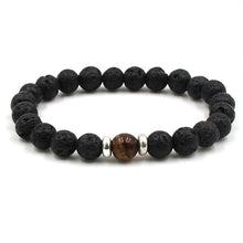8mm Black Lava Stone Beads Bracelet Tiger's Eye Beads Bracelet Stretch Yoga Jewelry - Sellweyy