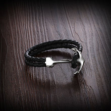 Genuine Leather Anchor Stainless Steel Bracelets & Bangles Male Jewelry 215m Length Men Bracelet Gift For Dad(JewelOra BA101280) - Sellweyy