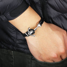 Genuine Leather Anchor Stainless Steel Bracelets & Bangles Male Jewelry 215m Length Men Bracelet Gift For Dad(JewelOra BA101280) - Sellweyy
